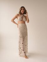 Top Cruzado Tela Bordado Nude Light