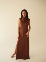 Vestido Gola Marrom