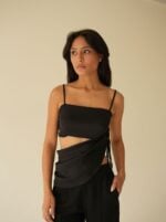 Blusa Lenço Cetim Preto - Imagem 3