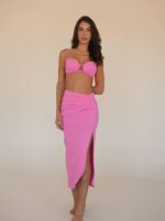 Saia Drapeada Pop Pink