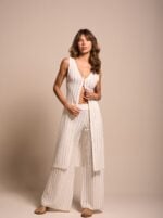 Calça Tricô Listra Branca