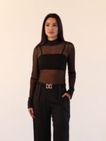 Body Tule Cetim Preto